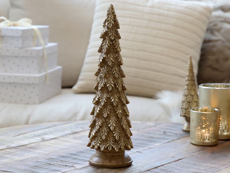 Juletre gullfarget med m&oslash;nster stort