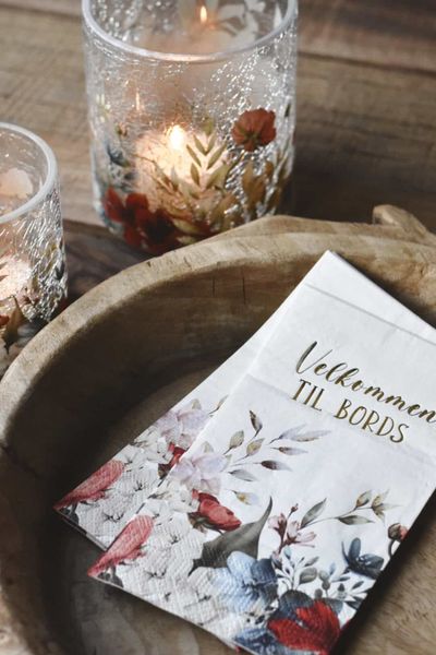Serviett buffet R&oslash;d/bl&aring; blomster