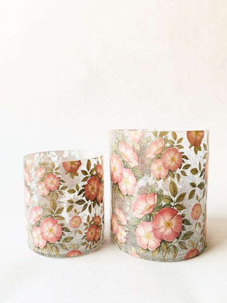 Lysglass krakelert - nyperoser 11,5×13 cm