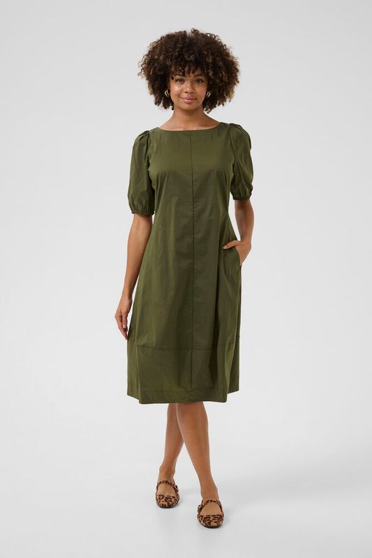 CUAntoinett SS O-Neck Dress – Burnt Olive