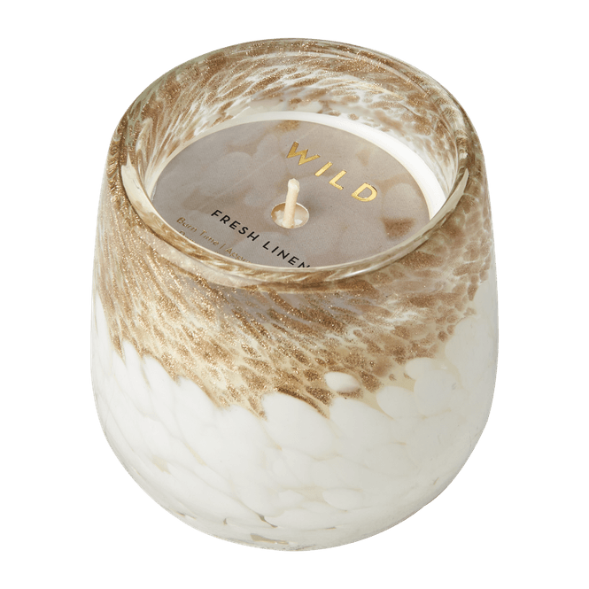 Hovedbilde WILD Duftlys Fresh linen, hvitt/gull