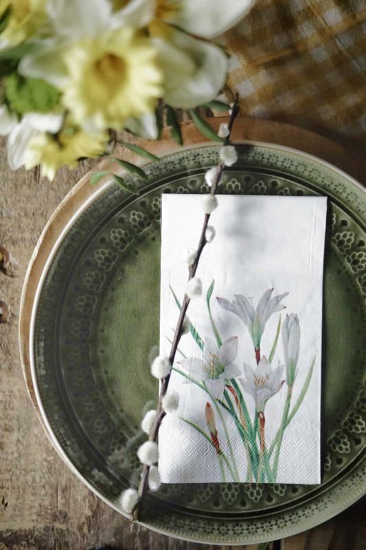Serviett Hvit blomst 33×40 cm
