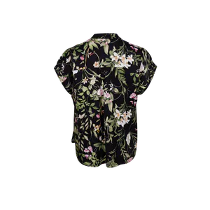Hovedbilde Blomsterprintet satengbluse med korte ermer