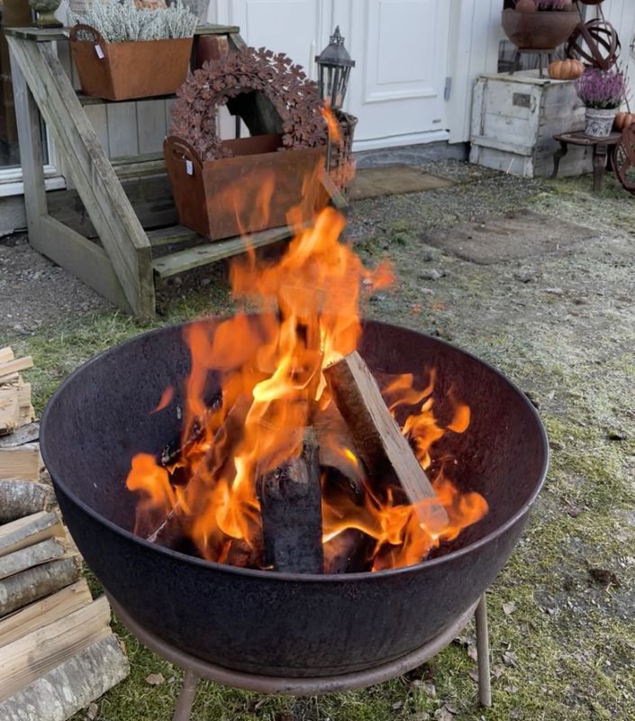 Bålpanne/blomsterpotte rust stor