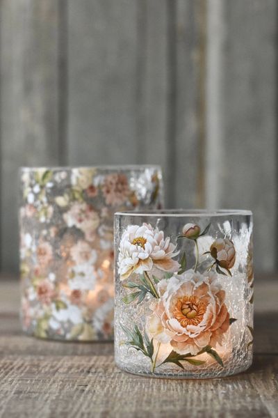 Lysglass krakelert peon 9×10 cm